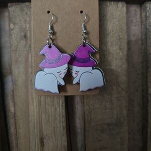 Halloween Ghost Wooden Earrings
